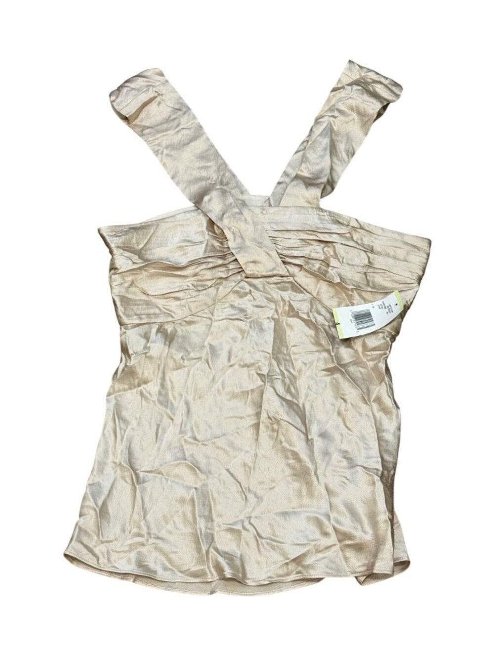 vintage Nine West Champagne Silk Sleeveless Ruched Top Size 4 Made In China